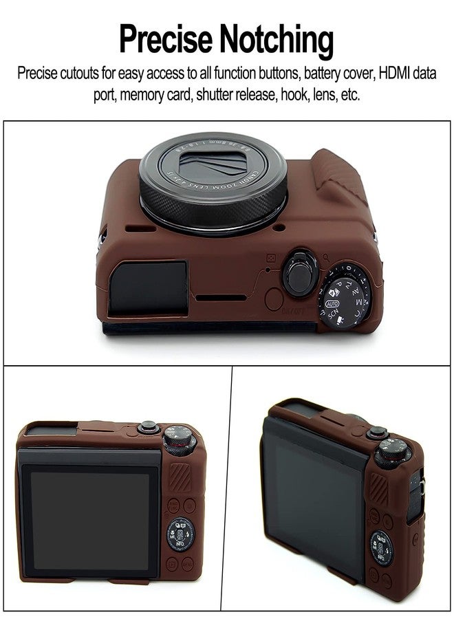 إيزي هود جراب Easy Hood G7X Mark II، جراب سيليكون لكاميرا G7X، غطاء حماية من السيليكون الناعم لكاميرا Canon Powershot G7X Mark II DSLR (لون بني فاتح) - Image 5
